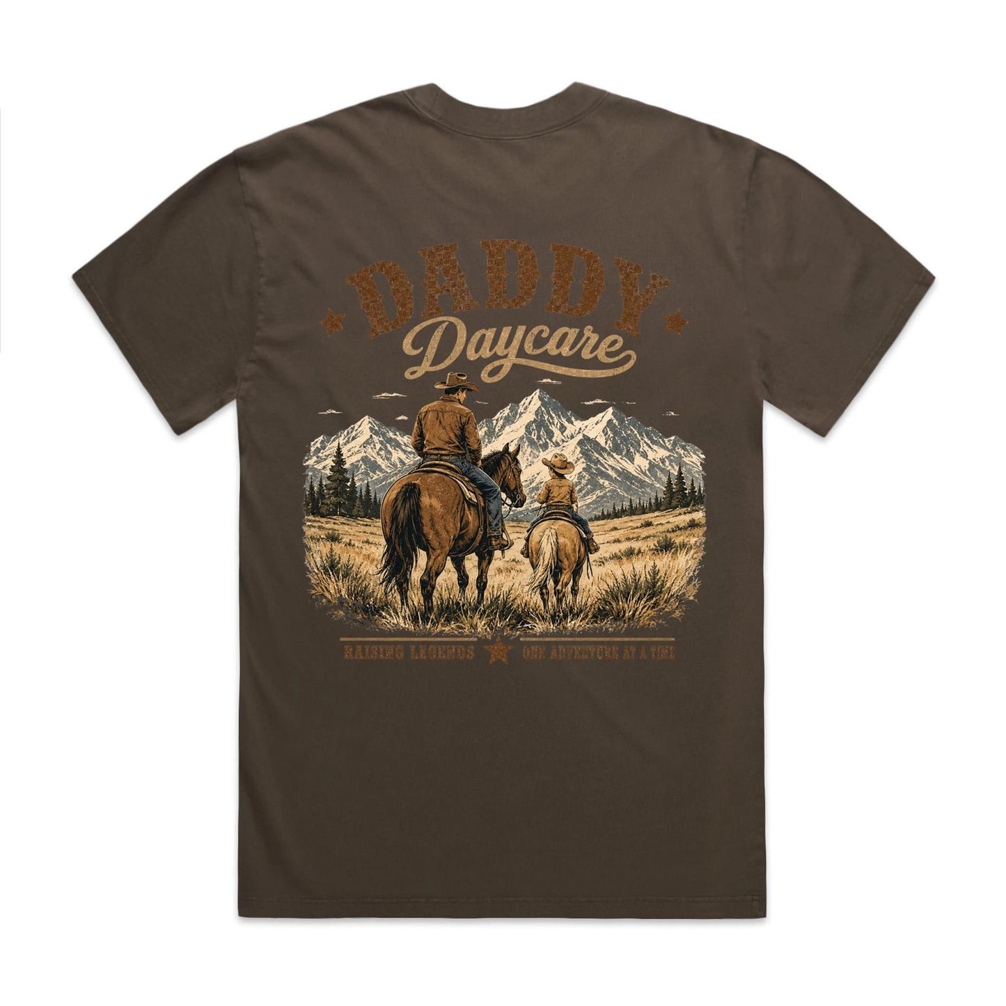 Daddy Daycare Heavy Faded Brown Western Tee
