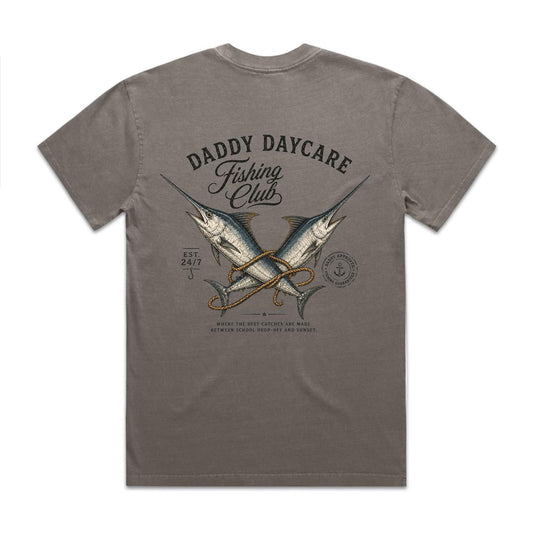 Daddy Daycare Fishing Club Heavy Faded Grey Tee