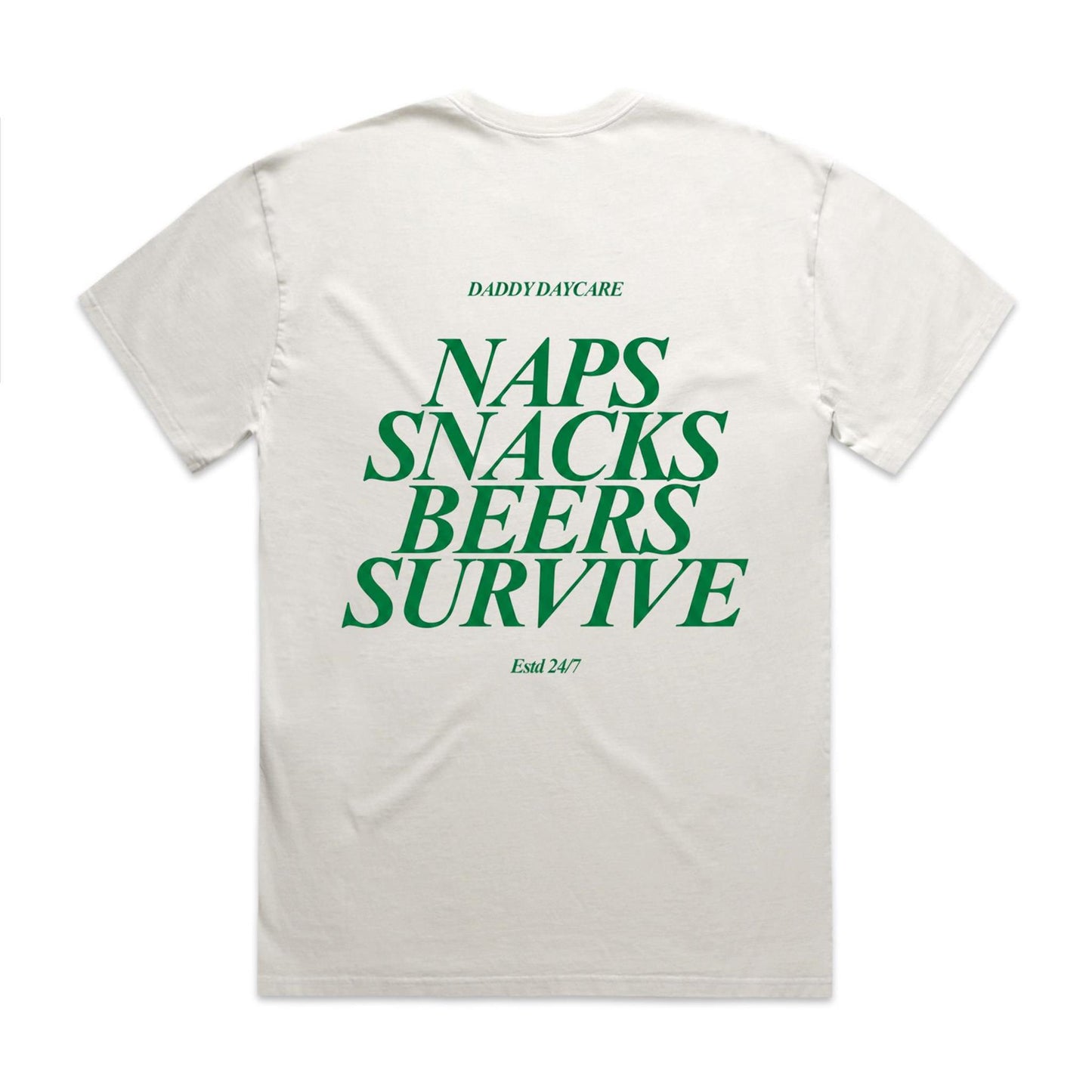 Naps, Snacks, Beers & Survive Heavy Faded Tee Green