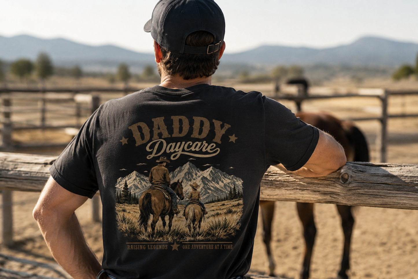 Daddy Daycare Heavy Faded Black Western Tee