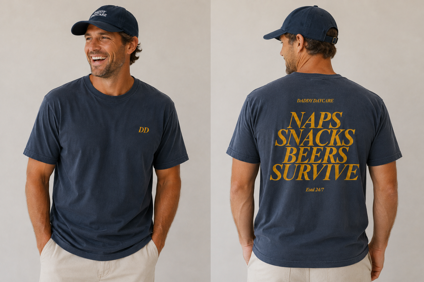 Naps, Snacks, Beers & Survive Heavy Faded Tee Dusty Blue