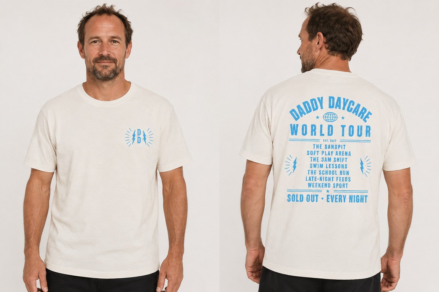 Daddy Daycare World Tour Heavy Faded Bone Tee
