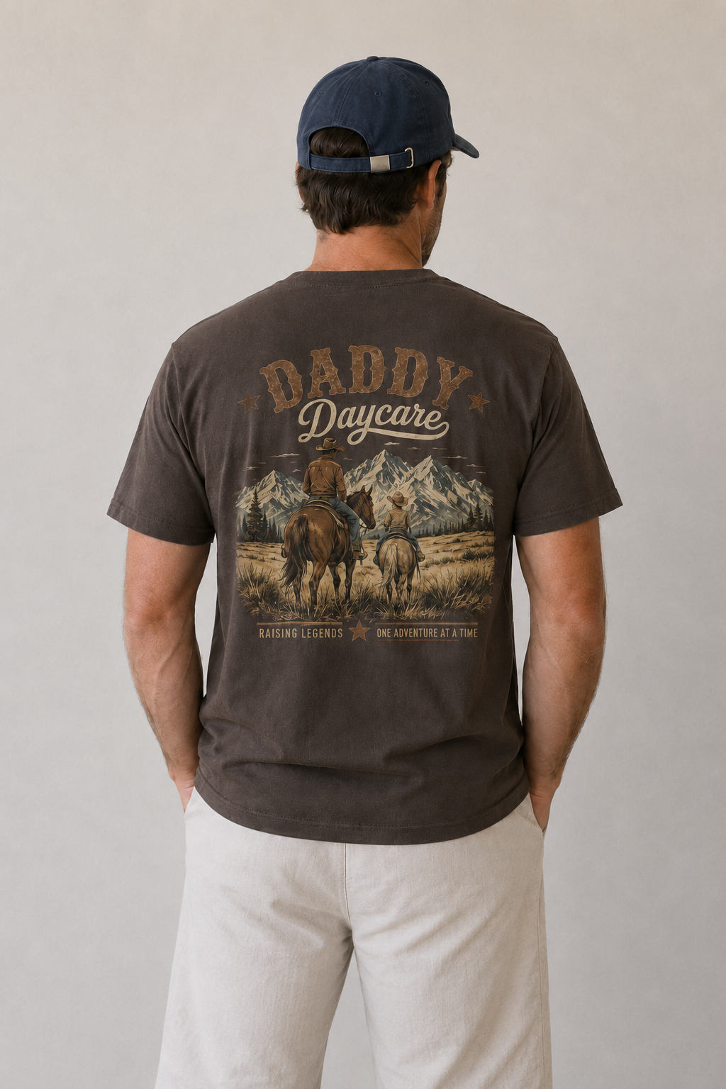 Daddy Daycare Heavy Faded Brown Western Tee