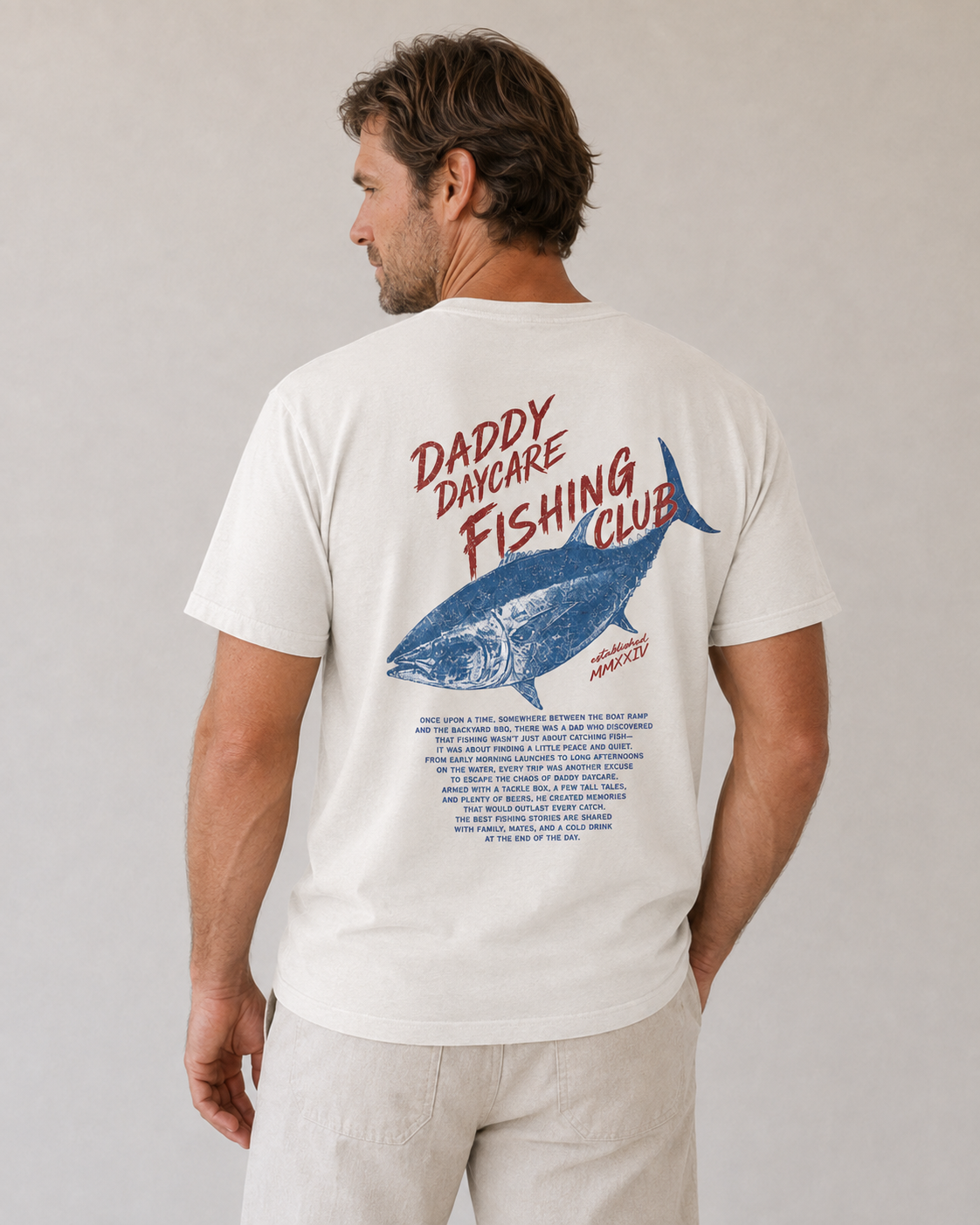 Daddy Daycare Fishing Tales Heavy Faded Tee – Bone
