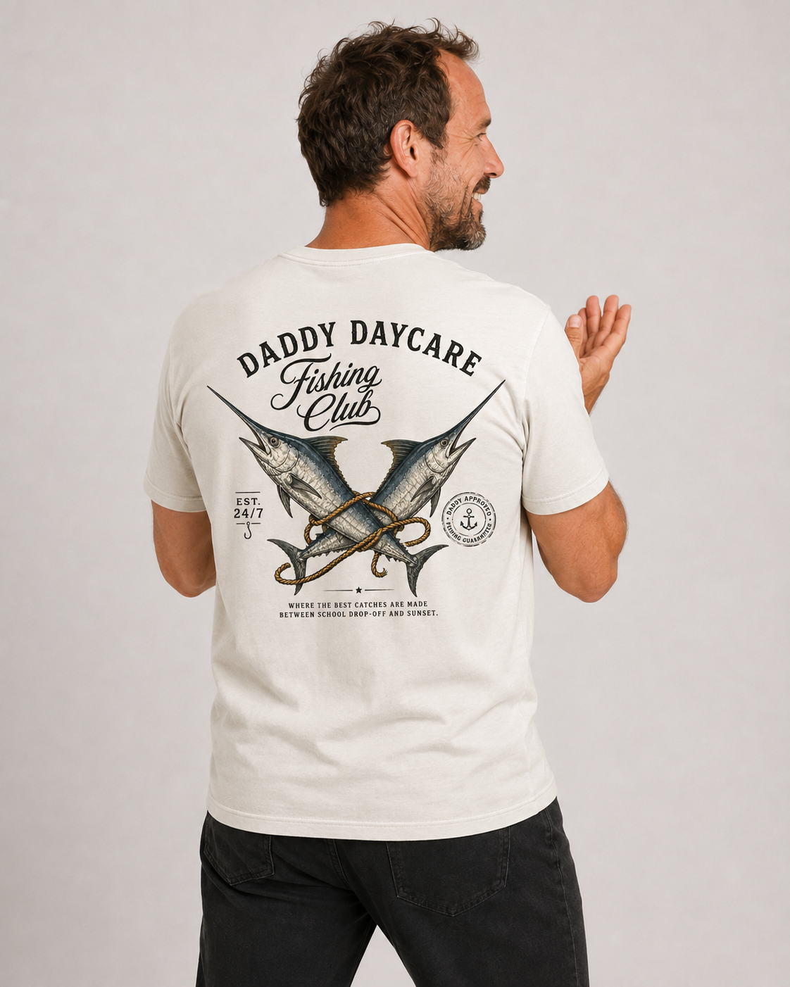 Daddy Daycare Fishing Club Heavy Faded Bone Tee