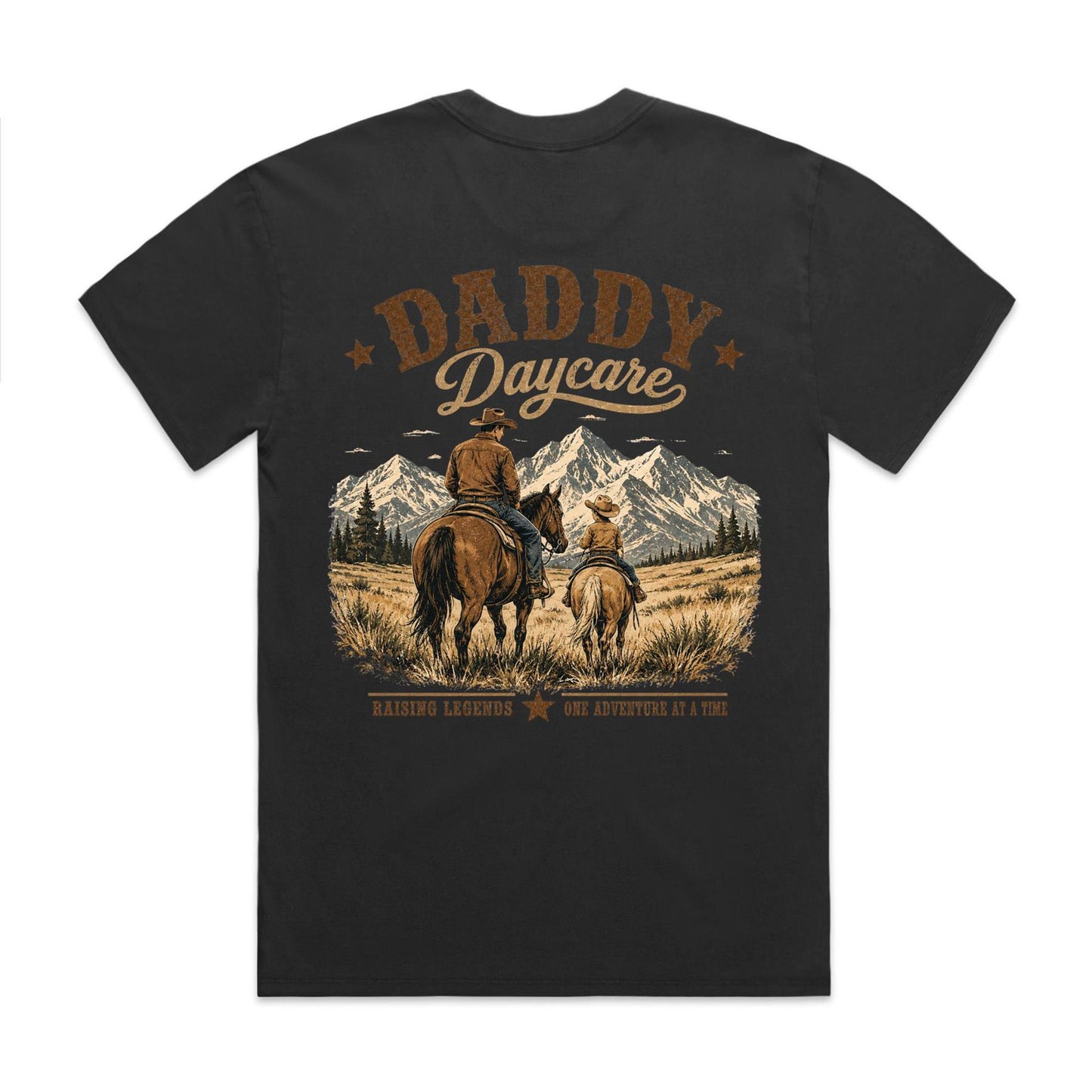 Daddy Daycare Heavy Faded Black Western Tee