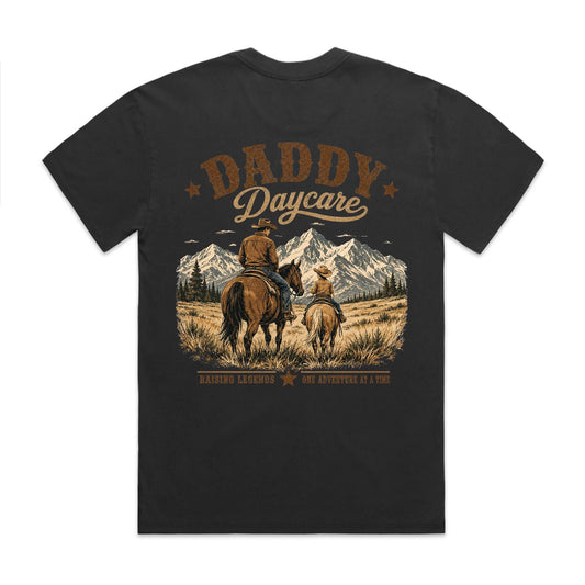 Daddy Daycare Heavy Faded Black Western Tee